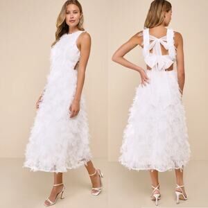 Lulus Uniquely Delightful Patchwork Backless Midi Dress